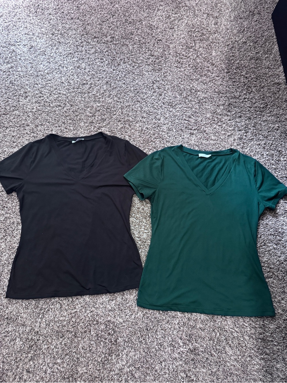Women's V-Neck Tee (2ct) - Black and Dark Green